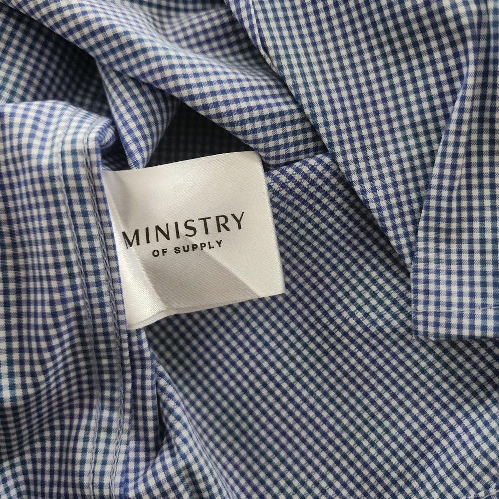 Ministry of Supply Gemini Blue Check Woven Button Down Shirt Size XXL NWT - Picture 11 of 12